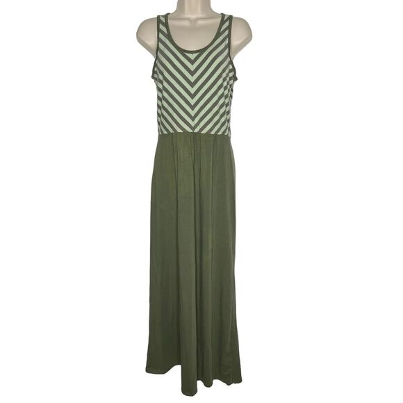 Toad&co‎ Women's Size Small S Sleeveless Sarita Maxi Dress Stripe Olive Green - Picture 1 of 16